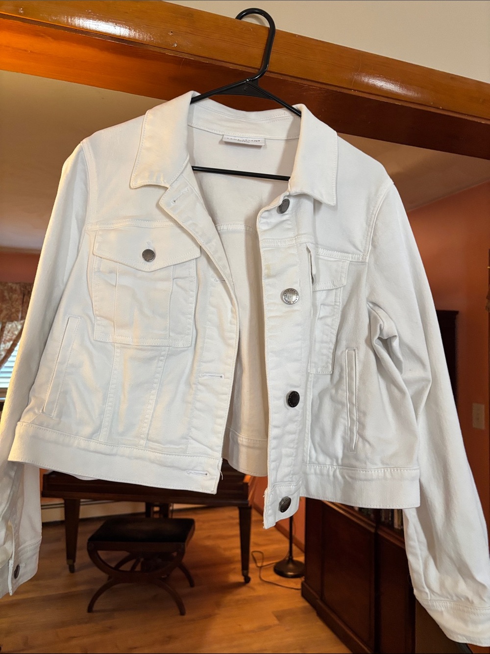 White Women's Denim Jacket - Classic Button-Front